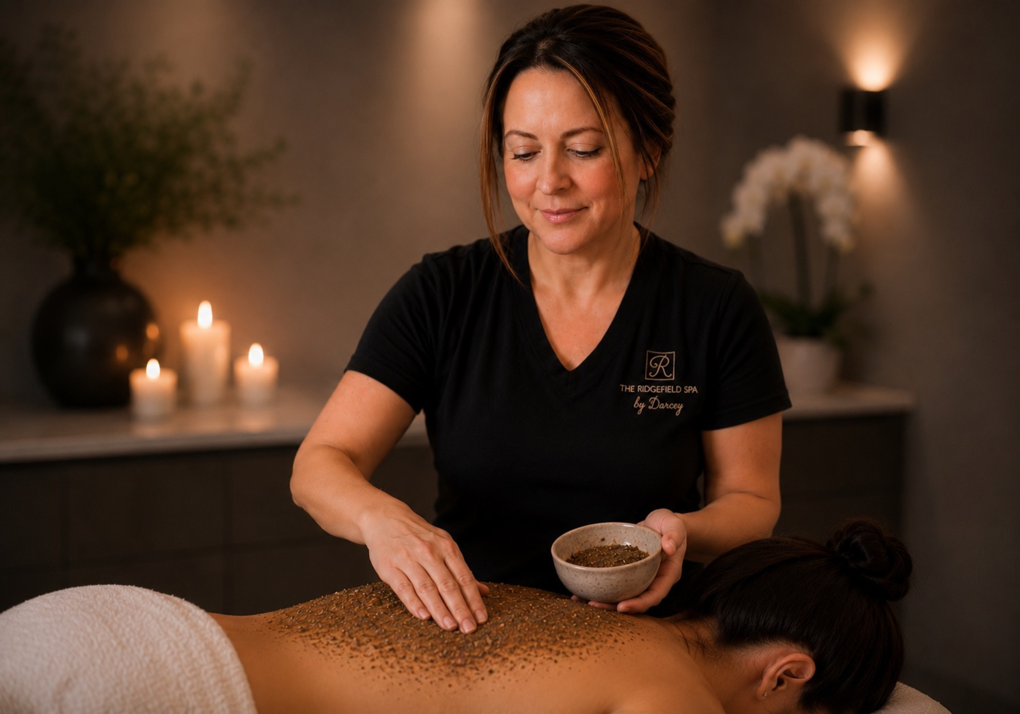 Chinese Herbology Body Treatment at The Ridgefield Spa by Darcey in Ridgefield, CT, featuring an herbal body exfoliation to detoxify, smooth skin, improve circulation, and promote deep relaxation.